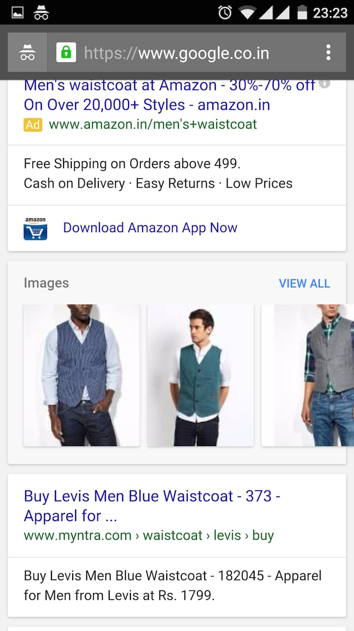 Levis Waistcoat Mobile Search