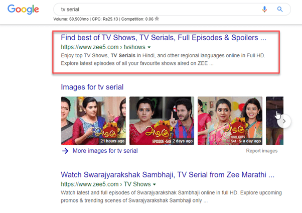 ZEE5 ranks #1 on "Tv Serial" keyword #1 position on "Tv Serial" keyword