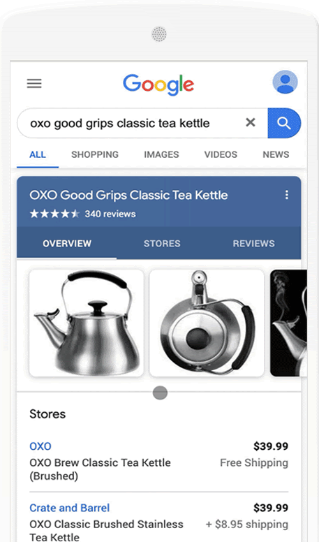 Free Shopping Ads in Product Knowledge Panels